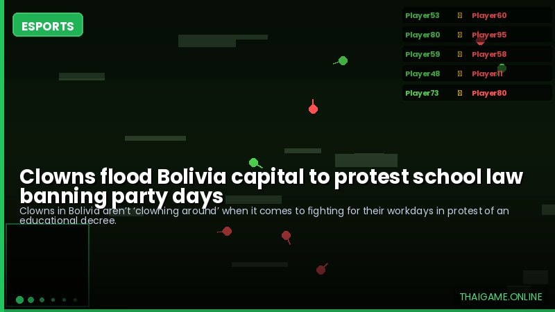 Clowns flood Bolivia capital to protest school law banning party days